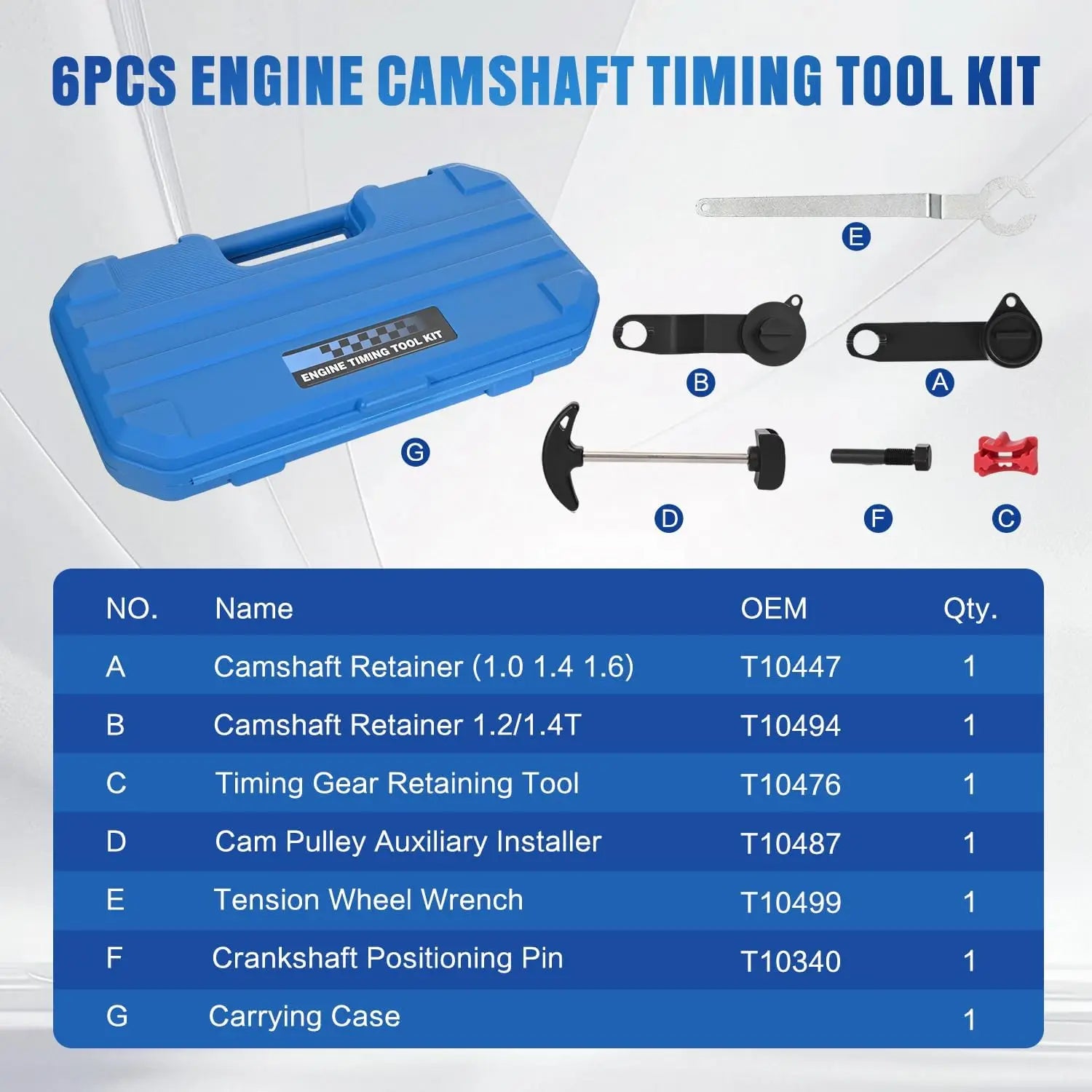 Nilight Engine Timing Tool Kit, 6PCS Camshaft and Crankshaft Timing Tool Set for VAG EA211 1.0L 1.2L 1.4L 1.6L FSI TSI TFSI, Timing Belt Tool Fit for VW Audi A3 Golf VII Jetta Skoda Octavia Seat Leon