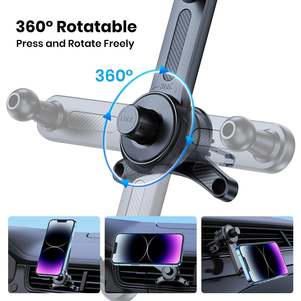 TOPK Premium ForMagsafe Car Phone Holder, Extended Arm 3-Point Stable Support, Single-Hand Operation Metal Hook Mount for Car