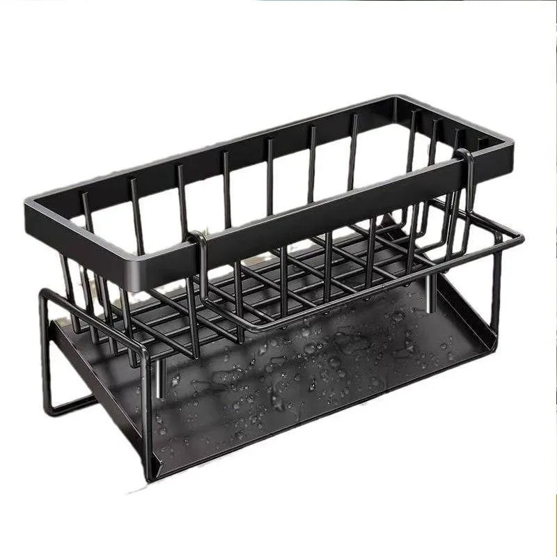 Kitchen Sponge Holder Drain Rack Sink Organizer for Dish Cloth Scrubber Storage with Hanging Hook